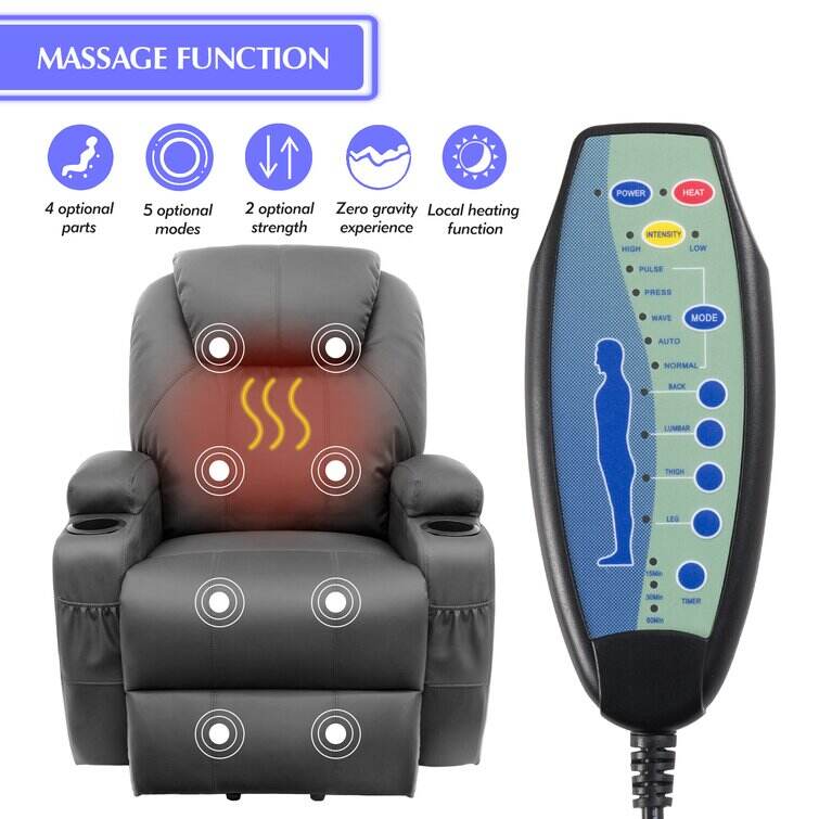 Faux Leather Power Lift Recliner Chair with Massage and Heating Functions