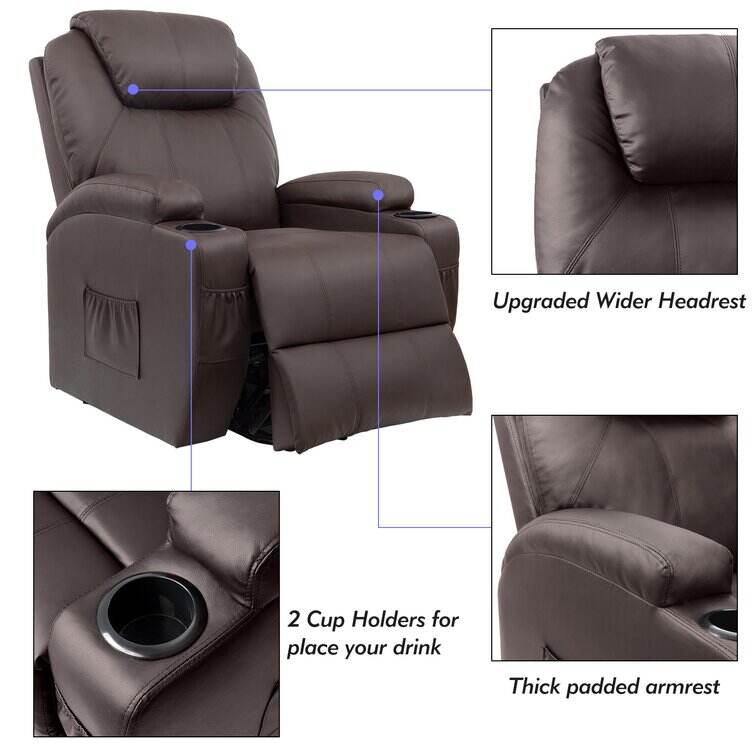 Faux Leather Power Lift Recliner Chair with Massage and Heating Functions