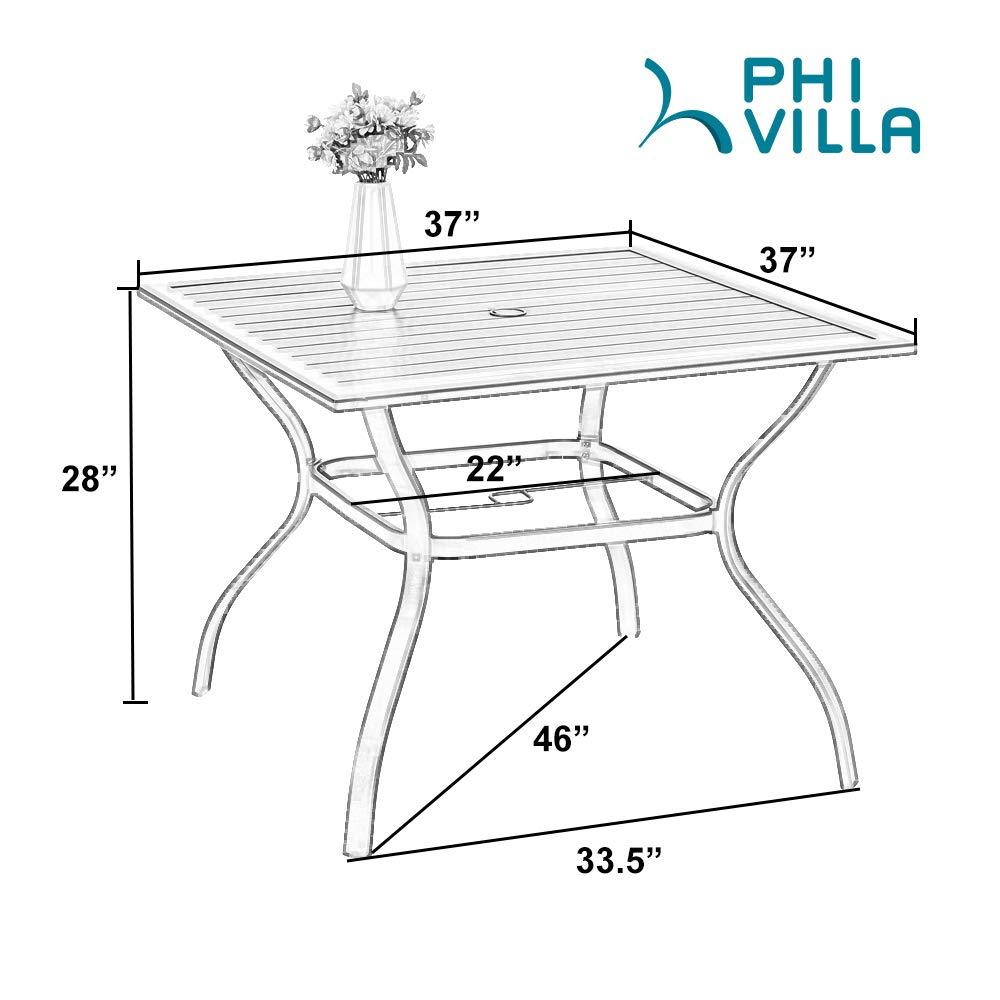 5-Piece Patio Dining Set with 4 Rattan Dining Chairs & Steel Square Table