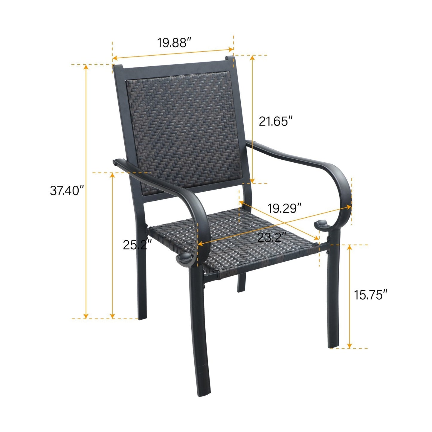 5-Piece Patio Dining Set with 4 Rattan Dining Chairs & Wood-look Square Table