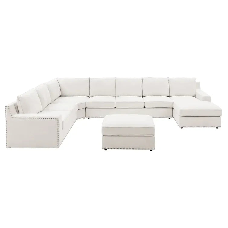 Makah 166" Wide Microfiber/Microsuede Left Hand Facing Modular Corner Sectional with Ottoman