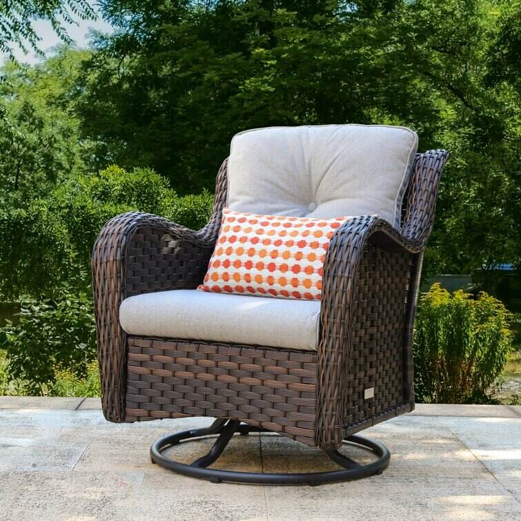 Brice Rocking Swivel Patio Chair with Cushions (Set of 2)