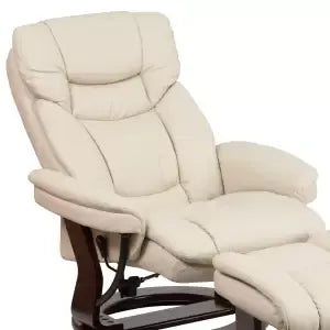 Contemporary Multi-Position Recliner and Curved Ottoman with Swivel Base