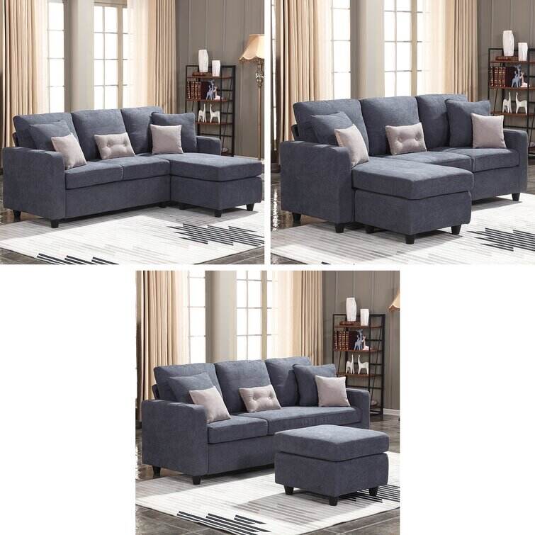 Campbelltown 78.5" Wide Reversible Sofa & Chaise with Ottoman