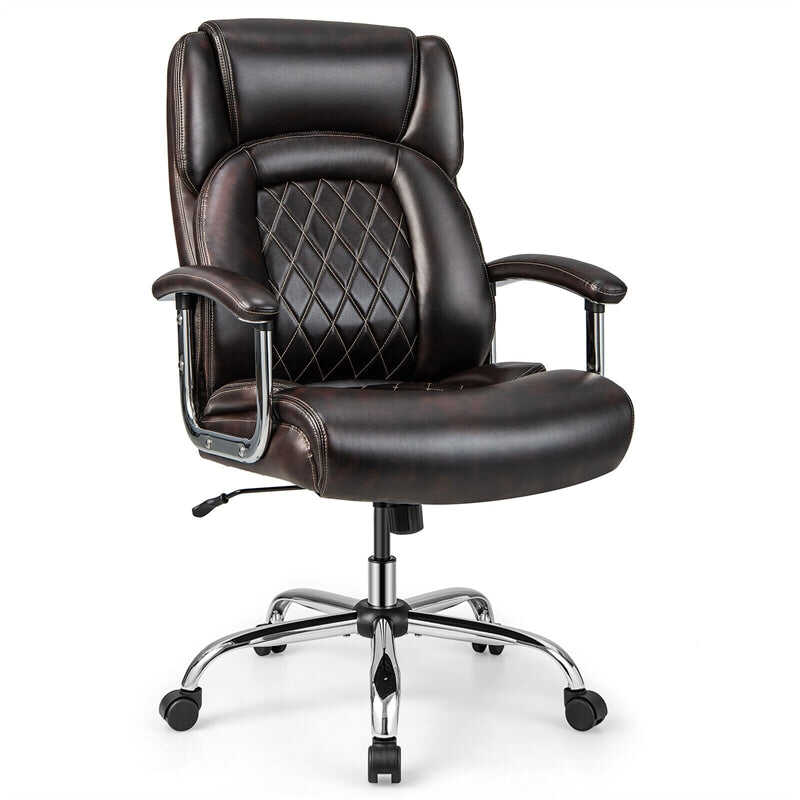 500lbs Height Adjustable Office Chair Swivel Computer Task Desk Chair Leather Executive Chair with Heavy Duty Metal Base