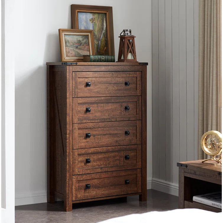 Farmhouse 5 Drawers Dresser Chests for Bedroom