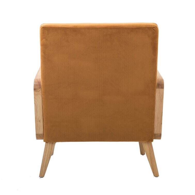 Upholstered Accent Chair with Rattan Arms