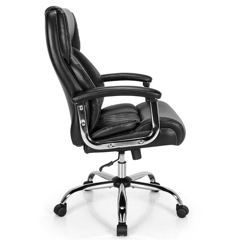 500lbs Height Adjustable Office Chair Swivel Computer Task Desk Chair Leather Executive Chair with Heavy Duty Metal Base