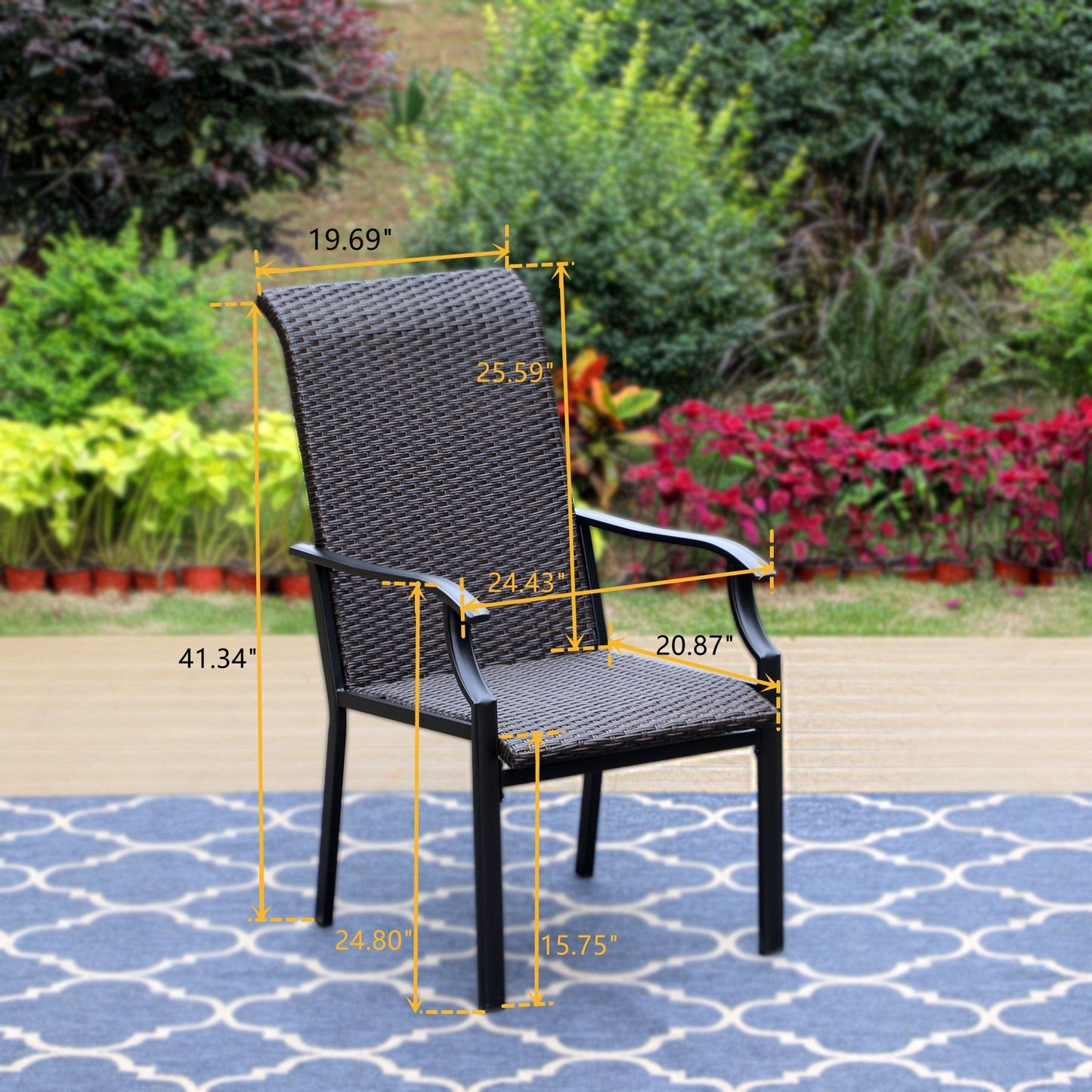 5-Piece Patio Dining Set with 4 Rattan Dining Chairs & Steel Square Table