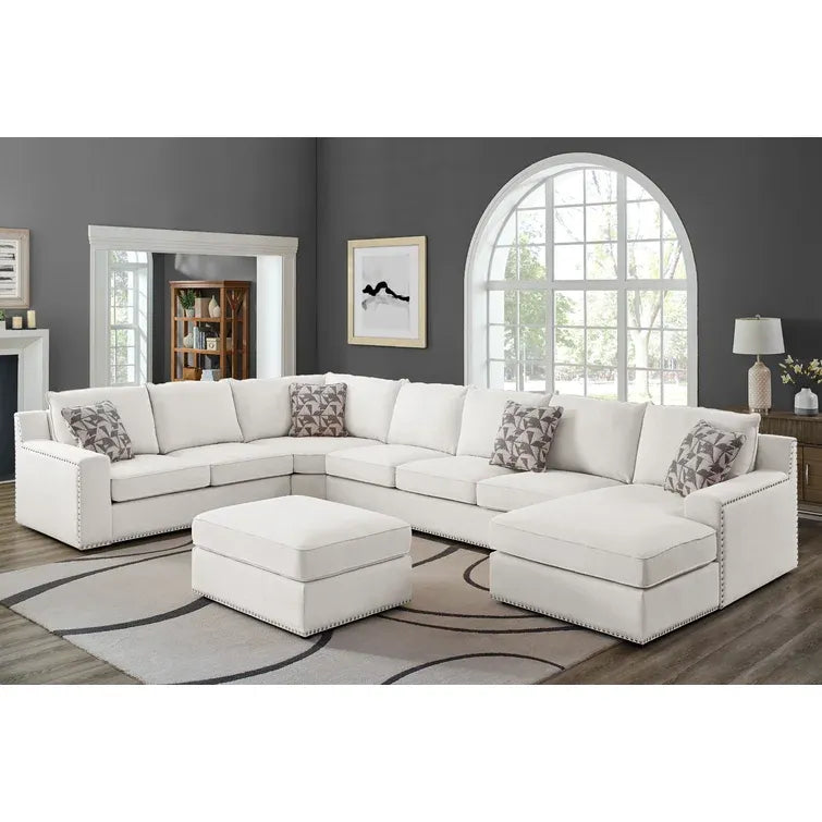 Makah 166" Wide Microfiber/Microsuede Left Hand Facing Modular Corner Sectional with Ottoman