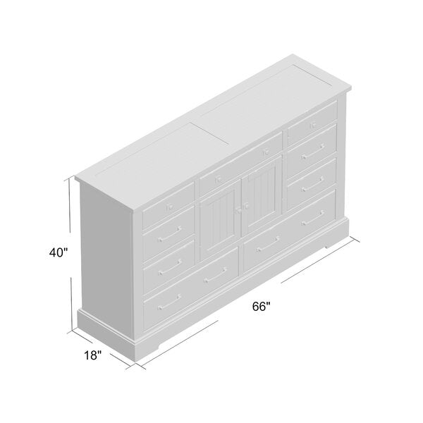 Casserly 9 Drawer 66'' W Solid Wood Combo Dresser