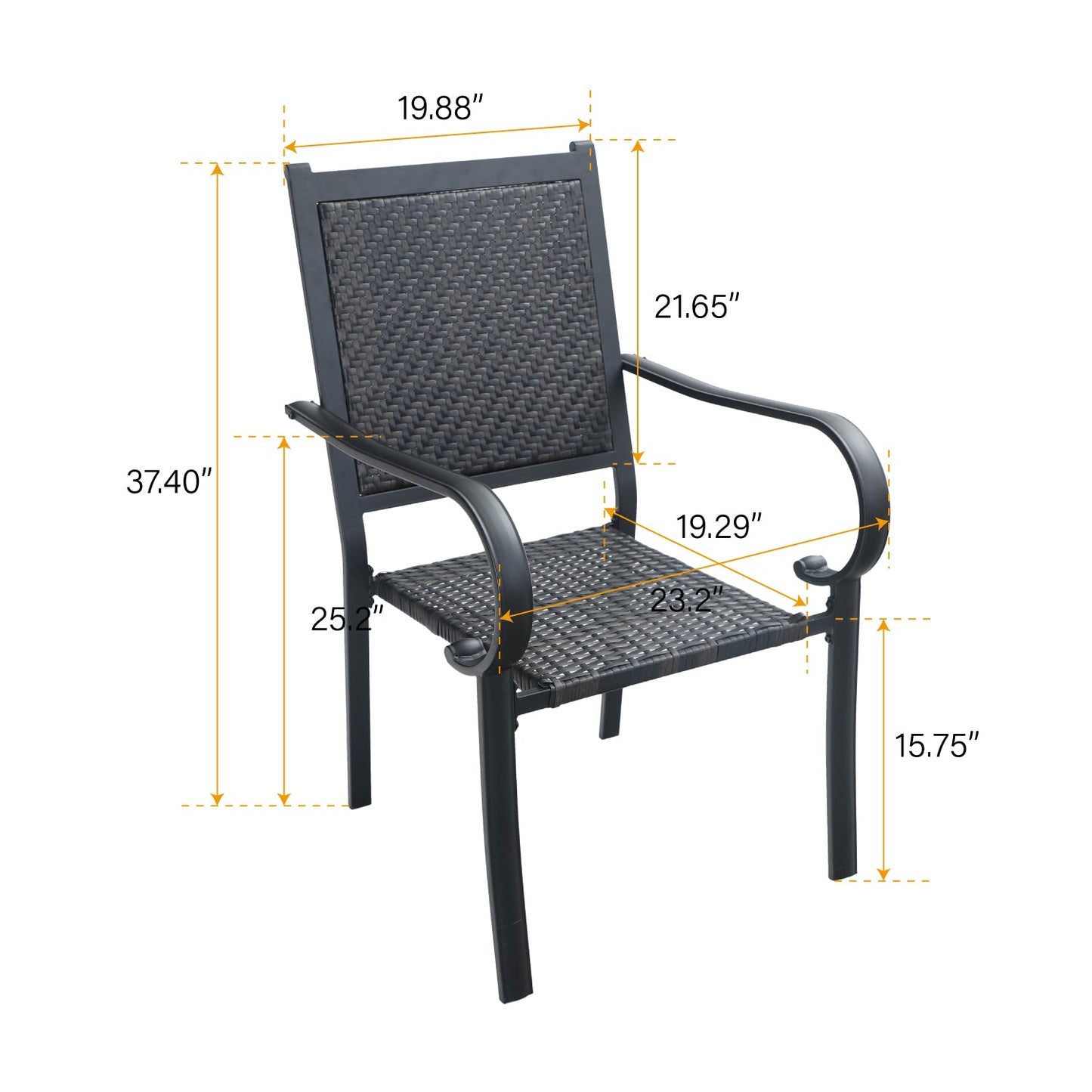 5-Piece Patio Dining Set with 4 Rattan Dining Chairs & Steel Square Table