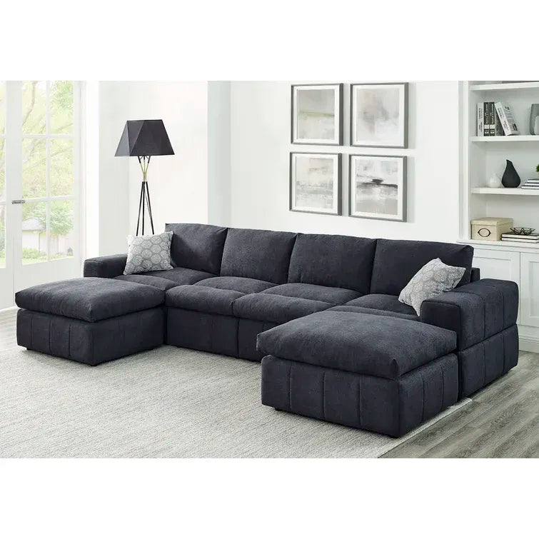 Anchoretta 134" Wide Reversible Modular Sectional with Ottoman