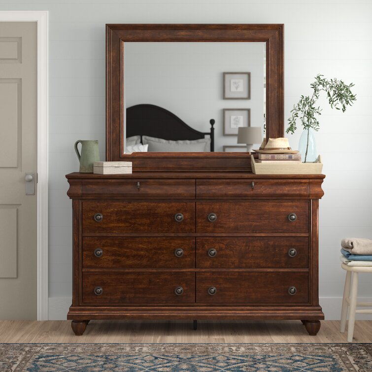 Deonte 8 Drawer 64'' W Double Dresser With Mirror