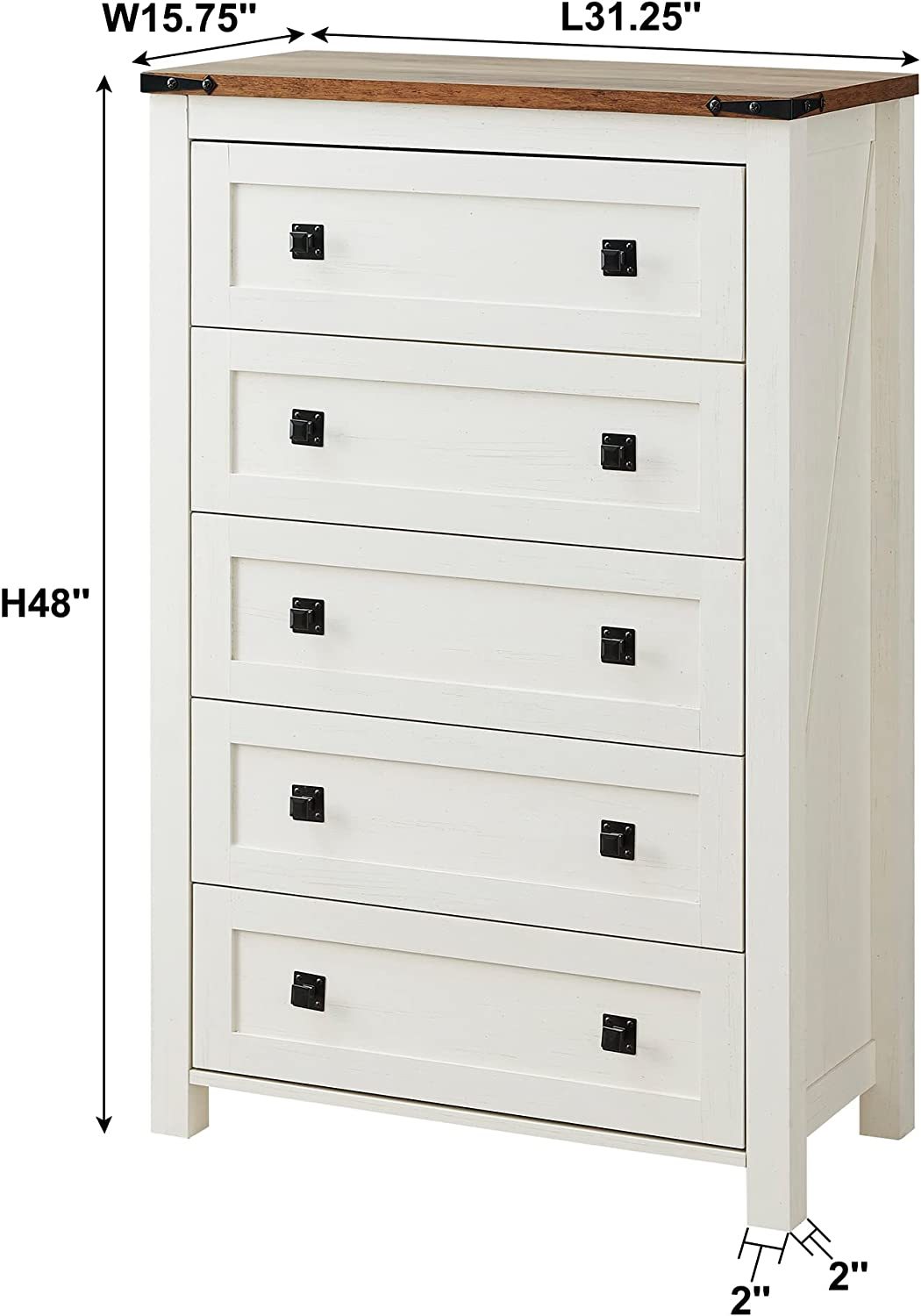 Farmhouse 5 Drawers Dresser Chests for Bedroom