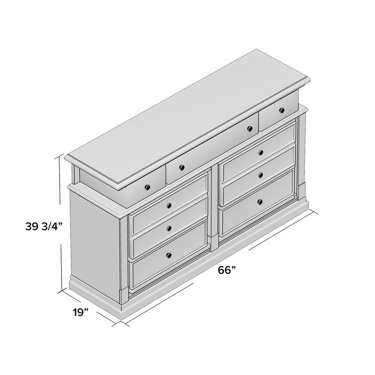 Jaclin 7 Drawer 66'' W Solid Wood Dresser