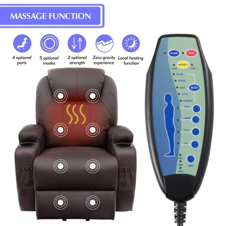 Faux Leather Power Lift Recliner Chair with Massage and Heating Functions