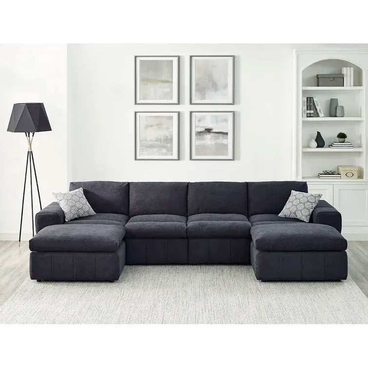 Anchoretta 134" Wide Reversible Modular Sectional with Ottoman