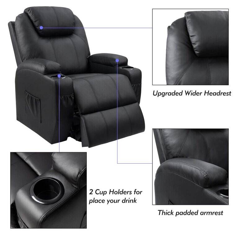 Faux Leather Power Lift Recliner Chair with Massage and Heating Functions